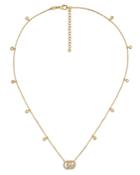 Gucci 18k Yellow Gold Running G Diamond Pendant Necklace, 14.5
