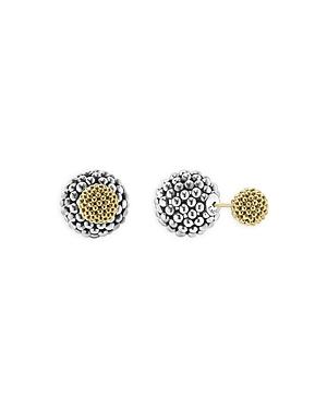 Lagos 18k Gold And Sterling Silver Signature Caviar Front-back Stud Earrings