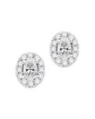 Bloomingdale's Diamond Oval Halo Stud Earrings In 14k White Gold, 0.60 Ct. T.w. - 100% Exclusive
