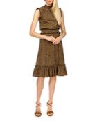 Michael Michael Kors Smocked Waist Cheetah Print Dress