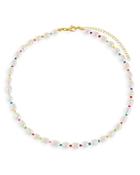 Adinas Jewels Neon Multicolor Bead & Freshwater Pearl Choker Necklace In Gold Tone, 15-18