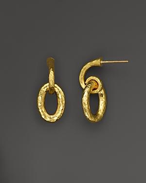 Gurhan 24k Yellow Gold Single Drop Hoop Top Galahad Earrings