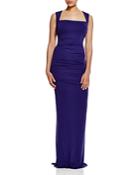 Nicole Miller Cutout Back Ruched Gown