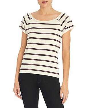 Three Dots Striped Cap Sleeve Raglan Tee