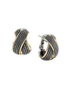David Yurman Dy Origami Crossover Shrimp Earrings In Blackened Sterling Silver And 18k Yellow Gold