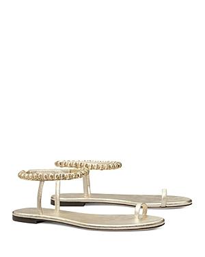 Tory Burch Women's Capri Beaded Flat Ankle Sandals