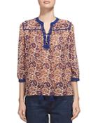 Whistles Lace-up Print Blouse