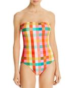 Kate Spade New York Printed Bandeau One Piece Swimsuit