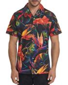 Robert Graham Arora Short-sleeve Tropical Floral-print Classic Fit Shirt