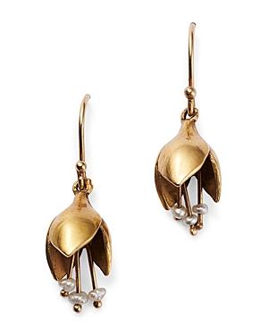 Annette Ferdinandsen Design 14k Yellow Gold Freshwater Seed Pearl Allium Flower Bud Drop Earrings