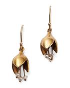 Annette Ferdinandsen Design 14k Yellow Gold Freshwater Seed Pearl Allium Flower Bud Drop Earrings