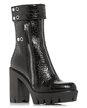 Giuseppe Zanotti Women's Gintonic Croc Embossed High Heel Platform Booties
