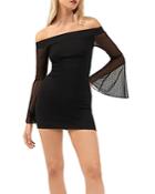 French Connection Lula Mesh Bell Sleeve Mini Dress