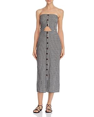 Lerumi Violet Strapless Gingham Midi Dress