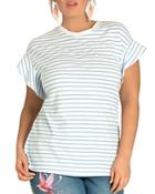 City Chic Plus Daydream Striped Flutter Tee