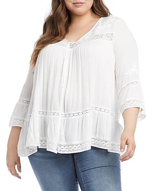 Karen Kane Plus Embroidered Lace Inset Top