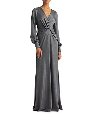 Lauren Ralph Lauren Metallic Blouson Sleeve Gown