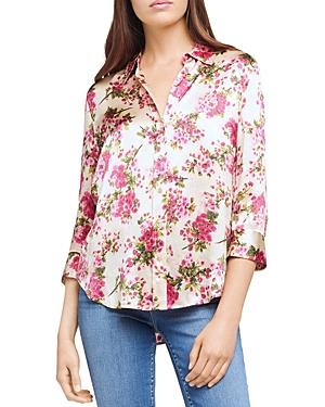 L'agence Dani Floral Print Silk Blouse