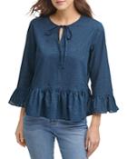 Dkny Tie Front Peplum Eyelet Blouse