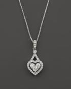 Diamond Heart Pendant Necklace In 14k White Gold, .30 Ct. T.w.