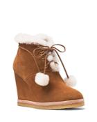 Michael Kors Collection Chadwick Suede And Shearling Wedge Booties