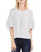 Vince Camuto Tiered Ruffle Sleeve Poetic Dot Blouse