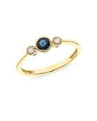 Bloomingdale's Blue Sapphire & Diamond Milgrain Stacking Ring In 14k Yellow Gold - 100% Exclusive