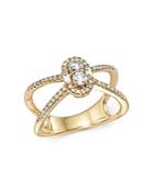 Diamond Cluster X Band Ring In 14k Yellow Gold, .50 Ct. T.w.