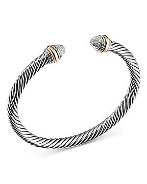 David Yurman Sterling Silver & 14k Yellow Gold Cable Classics Bracelet With Diamonds