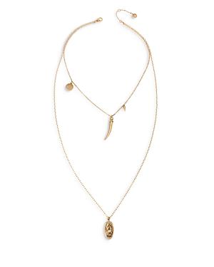 Allsaints Saint And Horn Nested Double Pendant Necklace, 18, 30