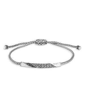 John Hardy Sterling Silver Classic Chain Black Sapphire & Spinel Twisted Hammered Bolo Bracelet