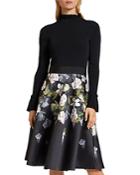 Ted Baker Nerida Floral-print Knit And Satin Dress