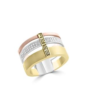 Diamond Triple Row Ring In 14k Rose, White And Yellow Gold, .15 Ct. T.w. - 100% Exclusive