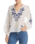 Johnny Was Ramona Embroidered Pointelle Blouse