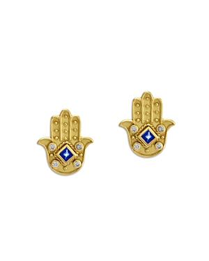 Amrapali Jewels Diamond Hamsa Stud Earrings In 18k Yellow Gold