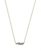 Suzanne Kalan 18k Yellow Gold Fireworks Blue Sapphire & Diamond Scattered Cluster Bar Necklace, 16-18