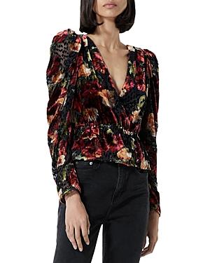 The Kooples Floral Print Burnout Velvet Top