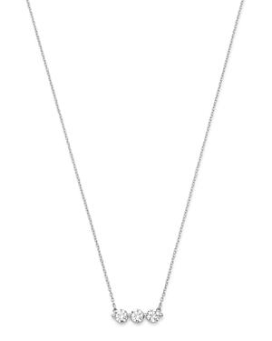 Bloomingdale's Diamond Three-stone Bar Necklace In 14k White Gold, 0.40 Ct. T.w. - 100% Exclusive