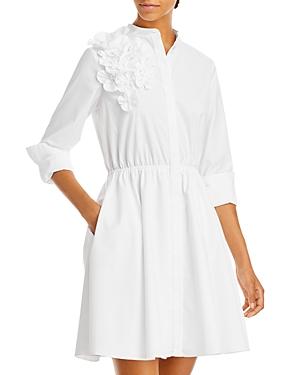Jason Wu Floral Applique Poplin Shirt Dress
