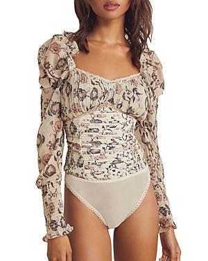 Free People Brunch Date Floral Print Bodysuit