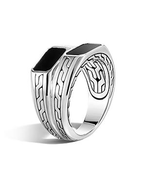 John Hardy Sterling Silver Classic Chain Ring With Black Onyx
