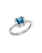 Bloomingdale's London Blue Topaz & Diamond Square Ring In 14k White Gold - 100% Exclusive
