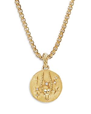 David Yurman 18k Yellow Gold Diamond Capricorn Amulet Pendant