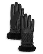 Ugg Quilted Shearling-cuff Leather Tech Gloves
