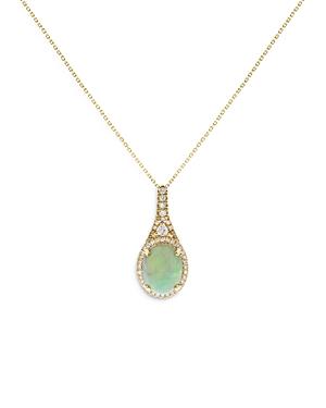 Bloomingdale's Opal & Diamond Pendant Necklace In 14k White Gold, 18 - 100% Exclusive