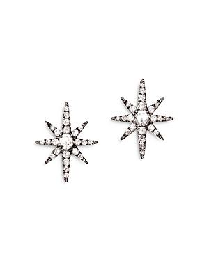 Graziela Gems 18k White Gold & Dark Rhodium Diamond Rose & Round Cut Starburst Stud Earrings