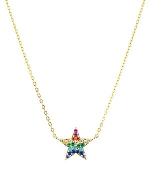 Aqua Rainbow Star Pendant Necklace In 18k Yellow Gold-plated Sterling Silver, 15 - 100% Exclusive