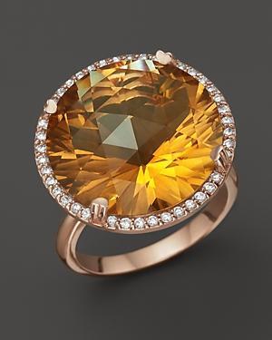 Lisa Nik 18k Rose Gold Citrine And Diamond Ring