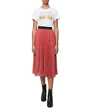Maje Printed Pleated Skirt