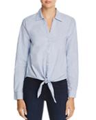 Soft Joie Crysta Tie-front Pinstriped Shirt